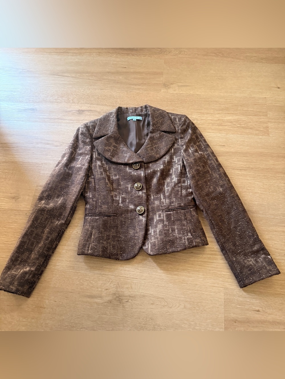 ANTONIO MELANI Brown Textured Women's Blazer with Statement Collar